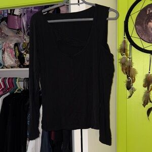 Blackmilk Asymmetrical One Shoulder Black Long Sleeve Top XL